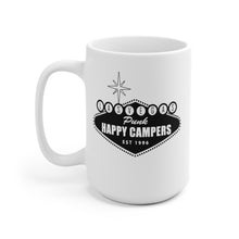 Load image into Gallery viewer, Coffee Mug with Happy Campers Vegas Sign Logo
