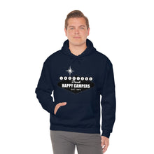 Load image into Gallery viewer, Happy Campers Vegas Sign Logo Black and White Ink Hoodie