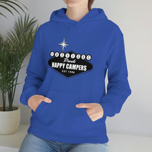 Load image into Gallery viewer, Happy Campers Vegas Sign Logo Black and White Ink Hoodie