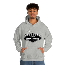 Load image into Gallery viewer, Happy Campers Vegas Sign Logo Black and White Ink Hoodie