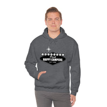 Load image into Gallery viewer, Happy Campers Vegas Sign Logo Black and White Ink Hoodie