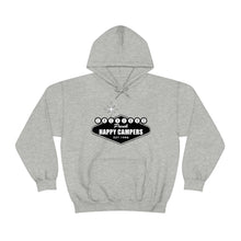 Load image into Gallery viewer, Happy Campers Vegas Sign Logo Black and White Ink Hoodie