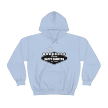 Load image into Gallery viewer, Happy Campers Vegas Sign Logo Black and White Ink Hoodie