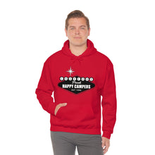 Load image into Gallery viewer, Happy Campers Vegas Sign Logo Black and White Ink Hoodie