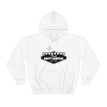 Load image into Gallery viewer, Happy Campers Vegas Sign Logo Black and White Ink Hoodie