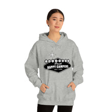 Load image into Gallery viewer, Happy Campers Vegas Sign Logo Black and White Ink Hoodie