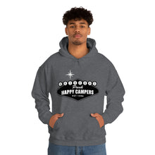 Load image into Gallery viewer, Happy Campers Vegas Sign Logo Black and White Ink Hoodie