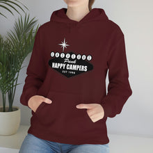 Load image into Gallery viewer, Happy Campers Vegas Sign Logo Black and White Ink Hoodie