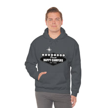Load image into Gallery viewer, Happy Campers Vegas Sign Logo Black and White Ink Hoodie