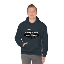 Load image into Gallery viewer, Happy Campers Vegas Sign Logo Black and White Ink Hoodie