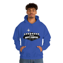 Load image into Gallery viewer, Happy Campers Vegas Sign Logo Black and White Ink Hoodie
