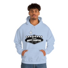 Load image into Gallery viewer, Happy Campers Vegas Sign Logo Black and White Ink Hoodie