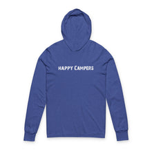 Load image into Gallery viewer, Happy Campers Hooded Long Sleeve Tee - Camping Graphic Hoodie Tee

