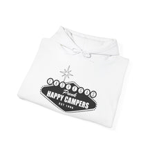 Load image into Gallery viewer, Happy Campers Vegas Sign Black and White Ink Hoodie

