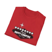 Load image into Gallery viewer, Happy Campers Vegas Sign T-Shirt Black and White Ink
