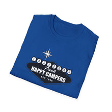 Load image into Gallery viewer, Happy Campers Vegas Sign T-Shirt Black and White Ink
