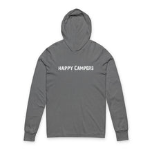 Load image into Gallery viewer, Happy Campers Hooded Long Sleeve Tee - Camping Graphic Hoodie Tee

