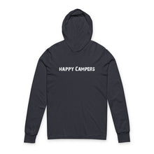 Load image into Gallery viewer, Happy Campers Hooded Long Sleeve Tee - Camping Graphic Hoodie Tee
