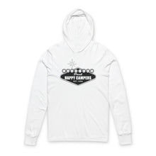 Load image into Gallery viewer, Happy Campers Hooded Long Sleeve Tee — Retro Camper Graphic
