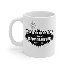 Load image into Gallery viewer, Coffee Mug with Happy Campers Vegas Sign Logo
